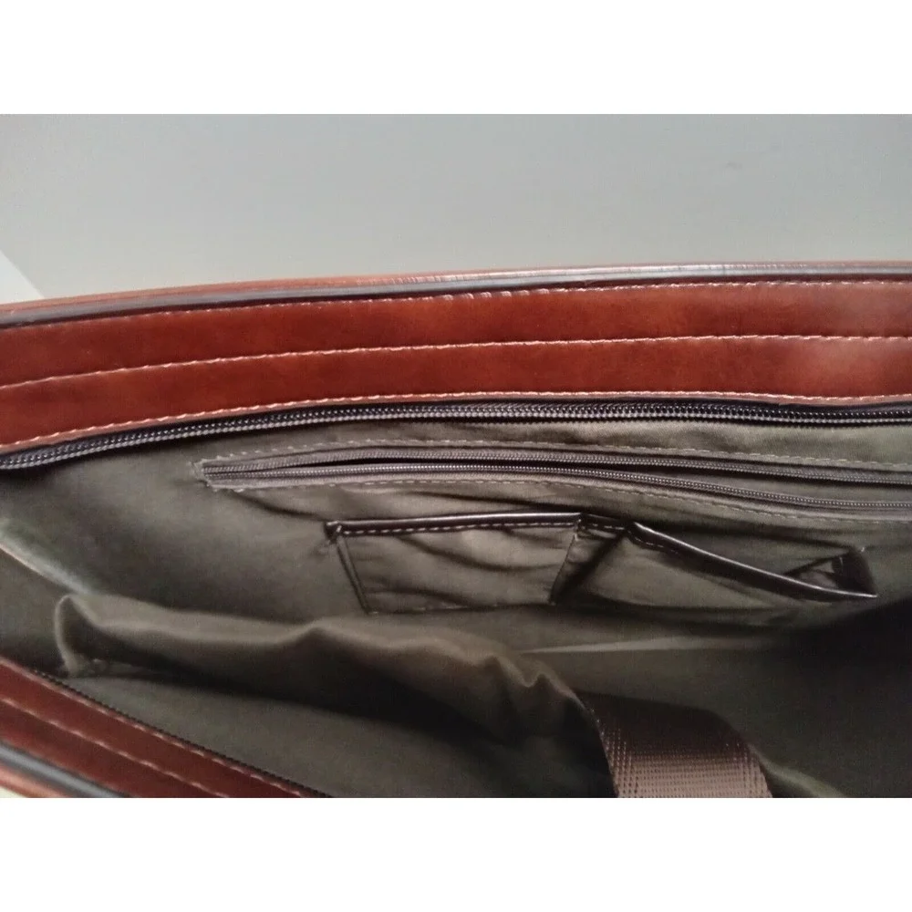 Vintage‎ Style Brown Leather Briefcase Messenger Bag Laptop Satchel Professional